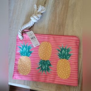 LOFT Pink and Green Pineapple Clutch